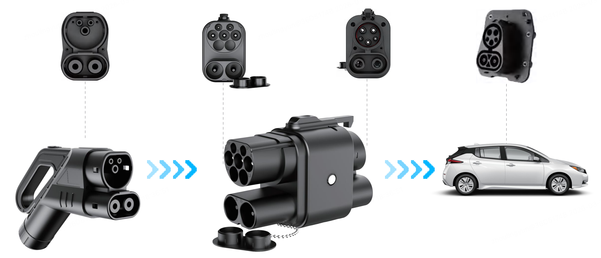 CCS2 & Type 2 to CCS1 & Type 1 Charging Adapter - Detail 2