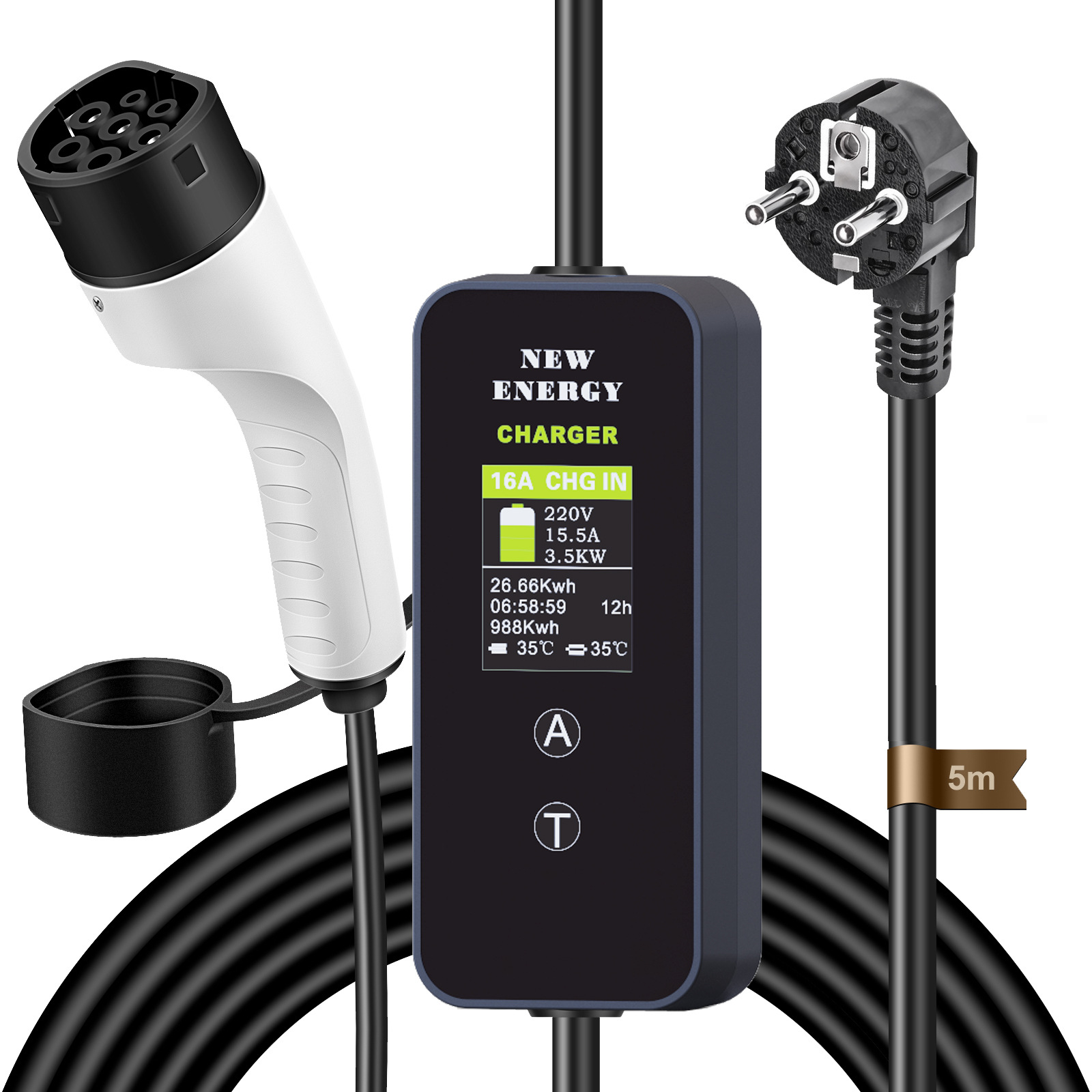 Level 2 Mini Portable EV Charger up to 16A 3.5kW